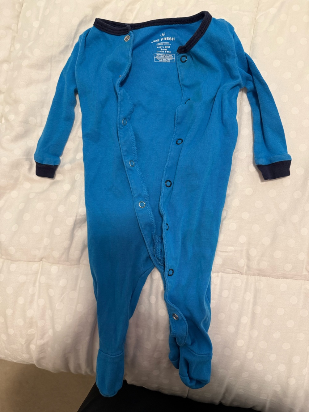 Joe Fresh Bright Blue Snap Footed Pajamas with Navy Trim